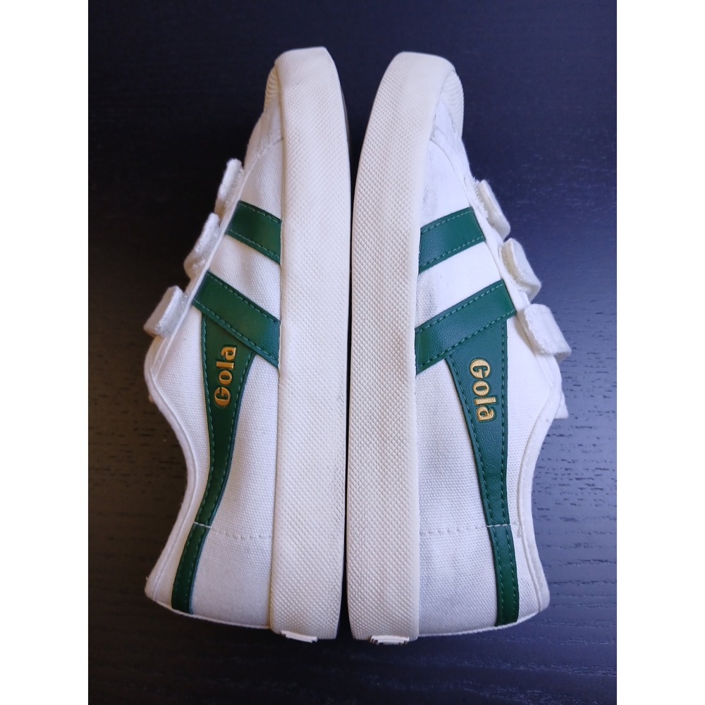 Gola Coaster Strap White Green Gold Canvas Retro Tennis Sneakers Womens 6 UK 4